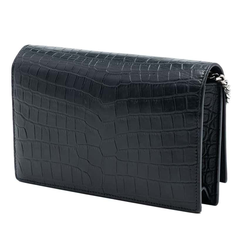 Saint Laurent Medium Croc Embossed Leather Kate Tassel Crossbody Black Leather Very good condition - Back View