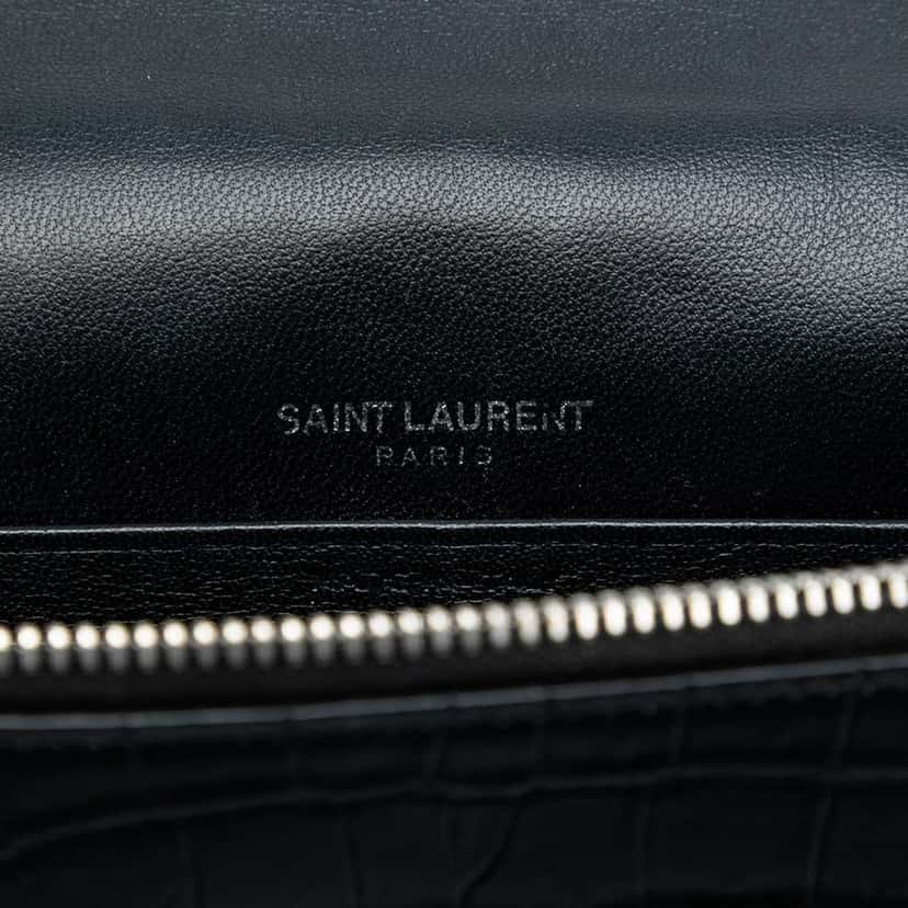 Saint Laurent Medium Croc Embossed Leather Kate Tassel Crossbody Black Leather Very good condition - Box View