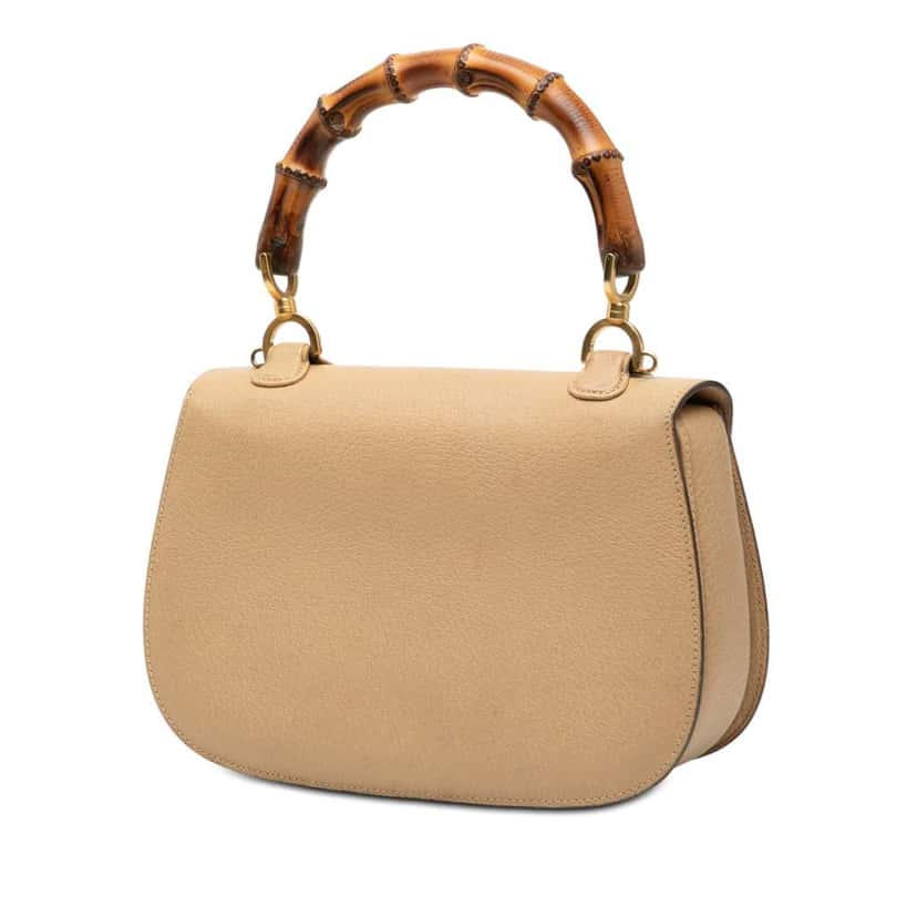Gucci Grained Calfskin Bamboo Night Beige Leather Very good condition - Back View