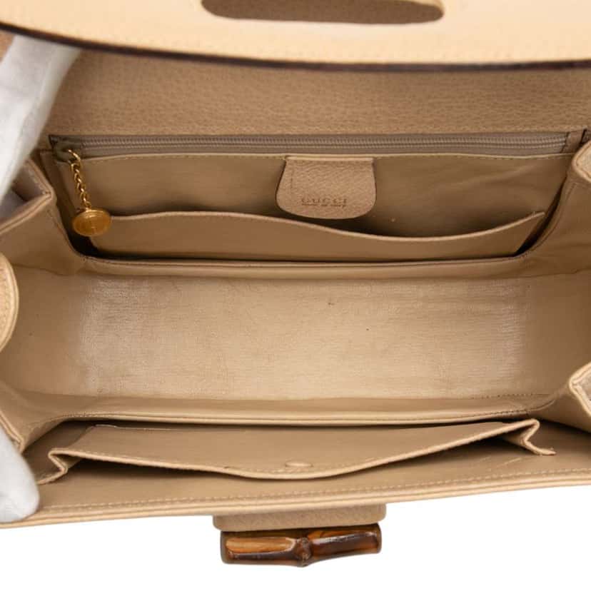 Gucci Grained Calfskin Bamboo Night Beige Leather Very good condition - Model View