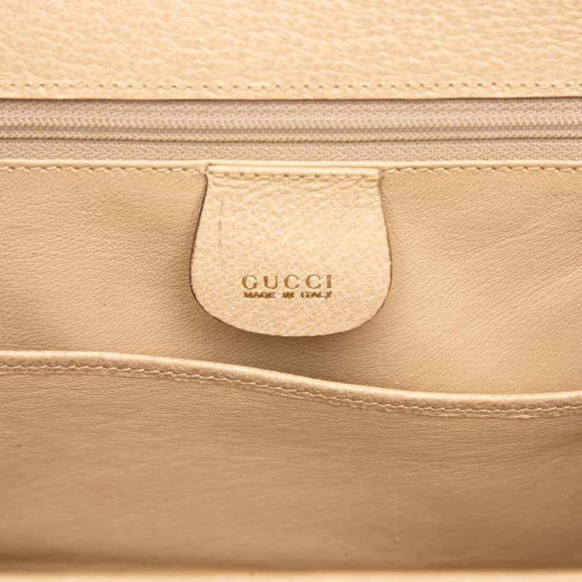 Gucci Grained Calfskin Bamboo Night Beige Leather Very good condition - Box View