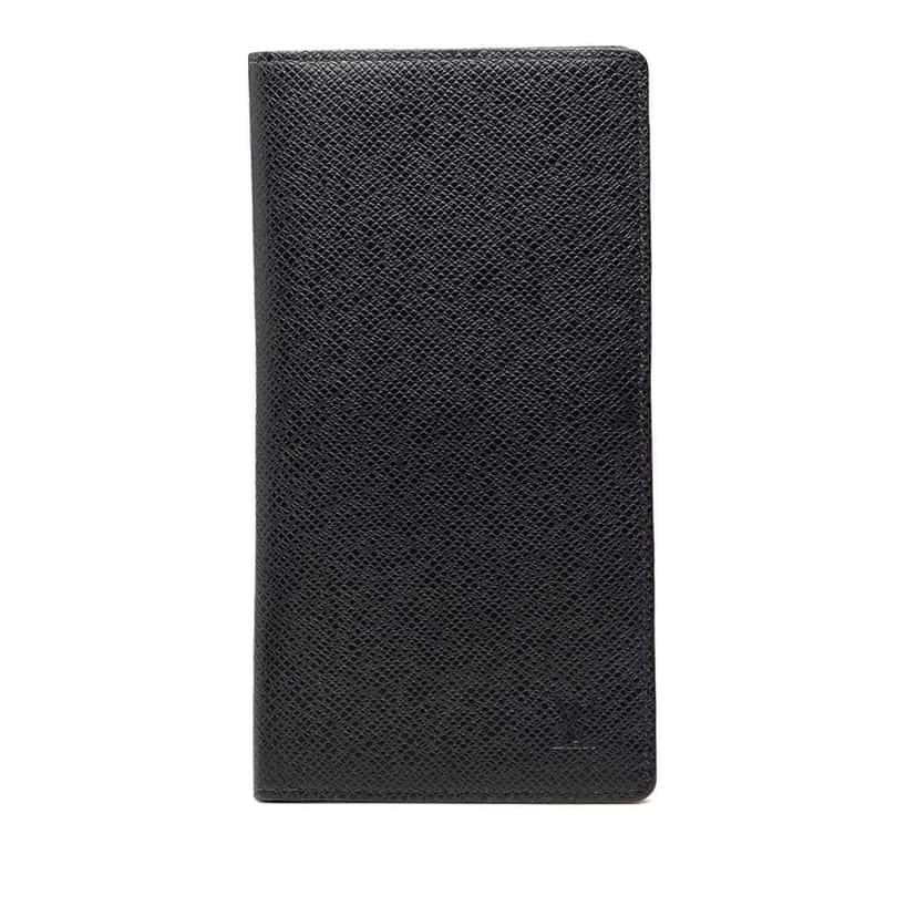 Louis Vuitton Taiga Brazza Wallet Black Leather Very good condition - Front View