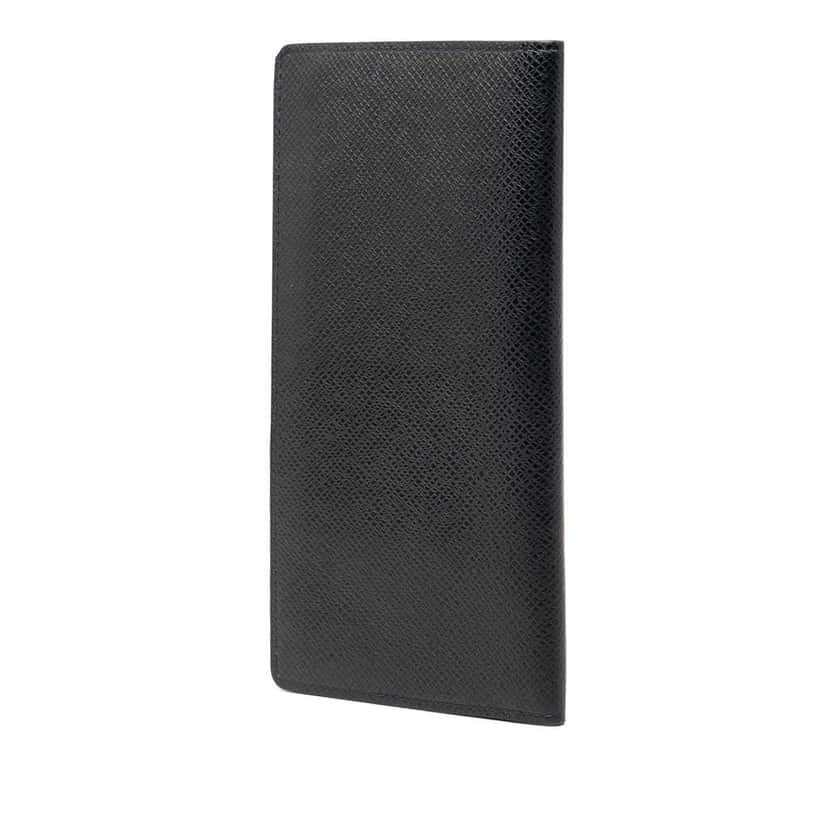 Louis Vuitton Taiga Brazza Wallet Black Leather Very good condition - Back View