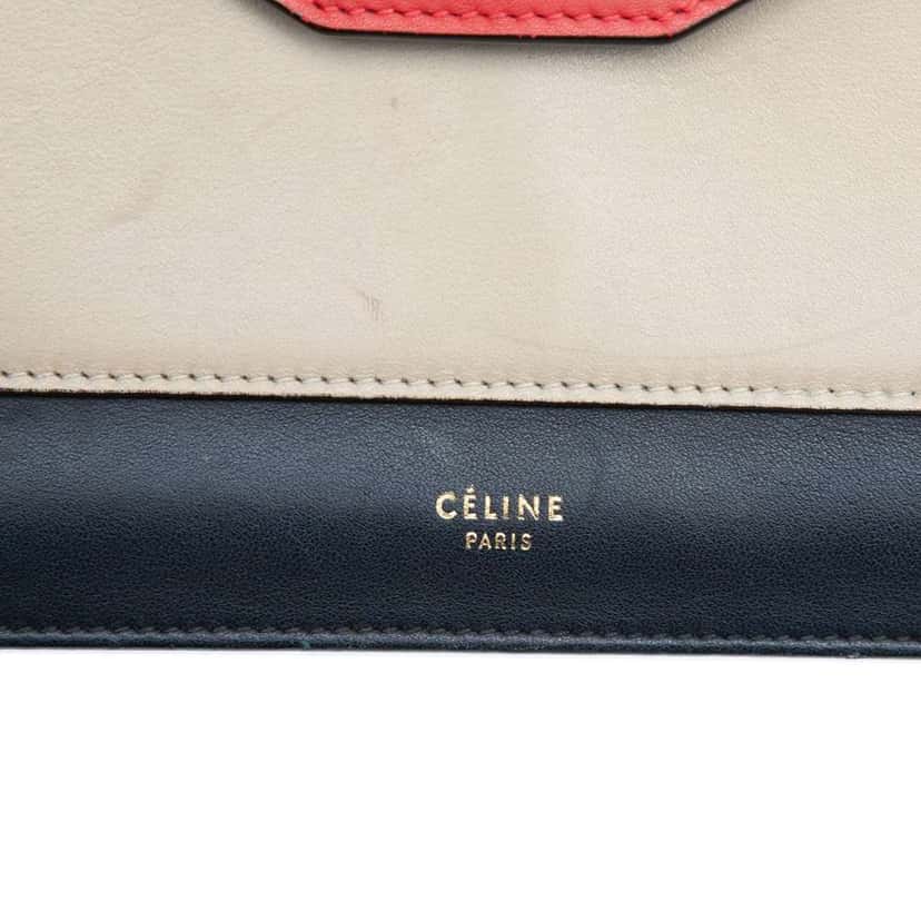 Celine Large Tricolor Leather Pocket Envelope Flap on Chain Blue Leather Very good condition - Box View