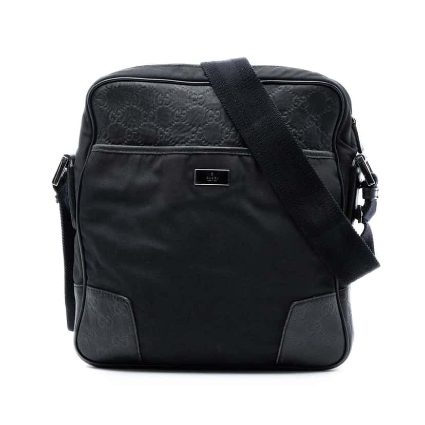 Gucci Guccissima Trimmed Nylon Crossbody Black Very good condition - Front View