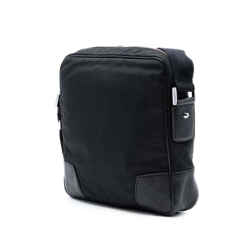 Gucci Guccissima Trimmed Nylon Crossbody Black Very good condition - Back View