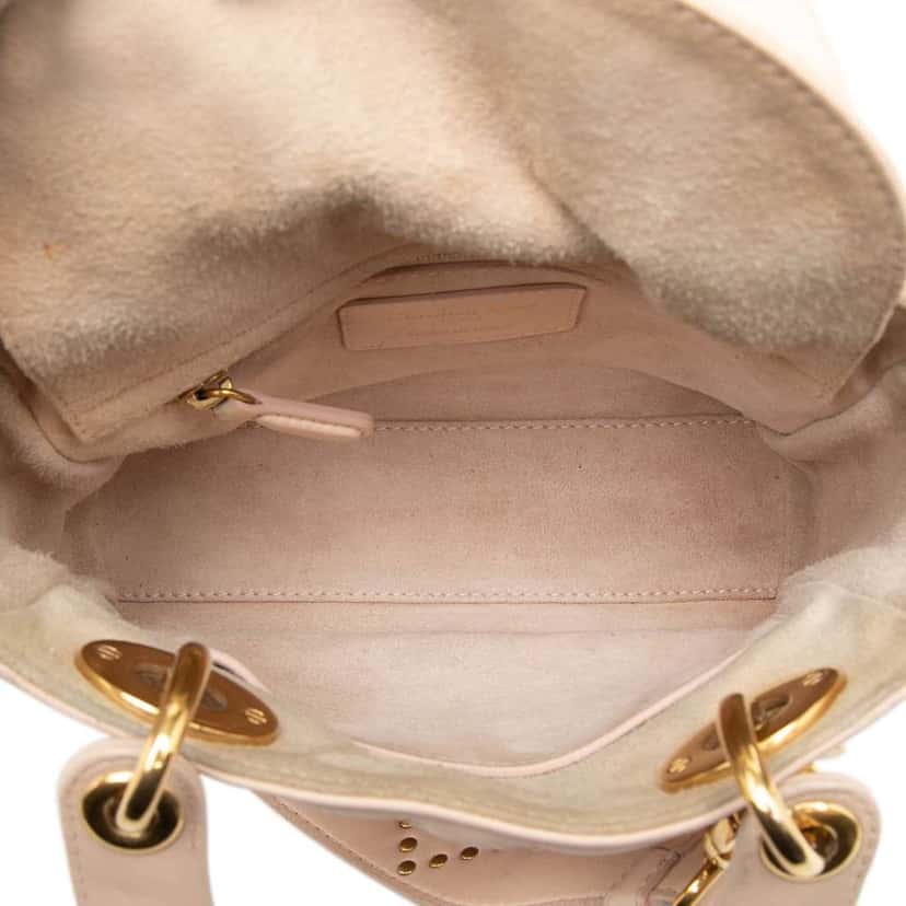 Dior Mini Lambskin Cannage Studded Supple Lady Dior Brown Leather Very good condition - Model View