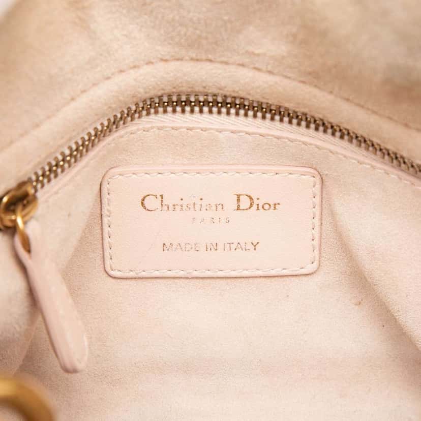 Dior Mini Lambskin Cannage Studded Supple Lady Dior Brown Leather Very good condition - Box View