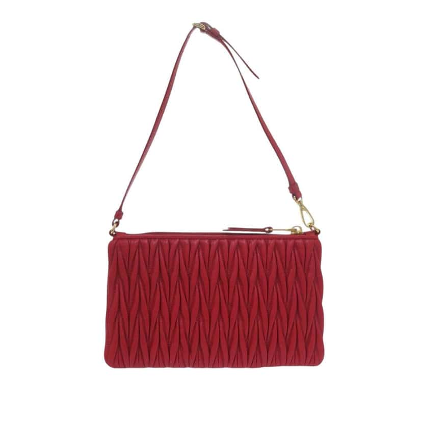 Miu Miu Matelasse Nappa Convertible Shoulder Bag Red Leather Very good condition - Back View