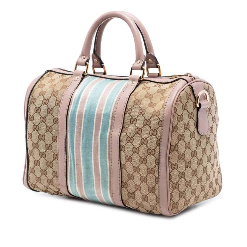 Gucci Medium GG Canvas Web Joy Boston Bag Beige Canvas Very good condition - Back View