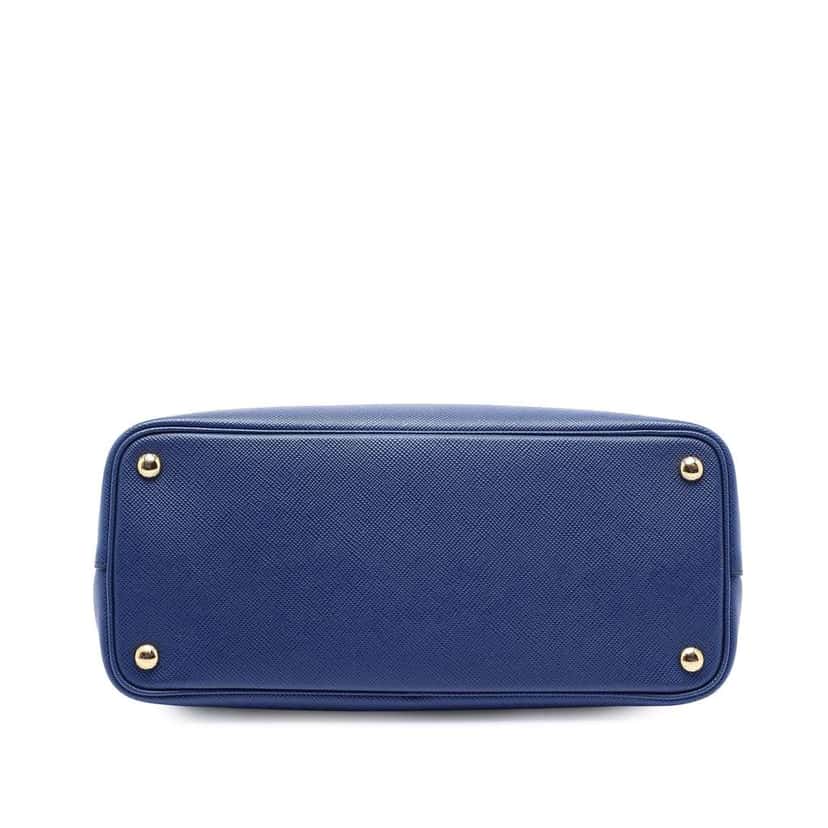 Prada Medium Saffiano Cuir Double Satchel Blue Leather Very good condition - Inside View