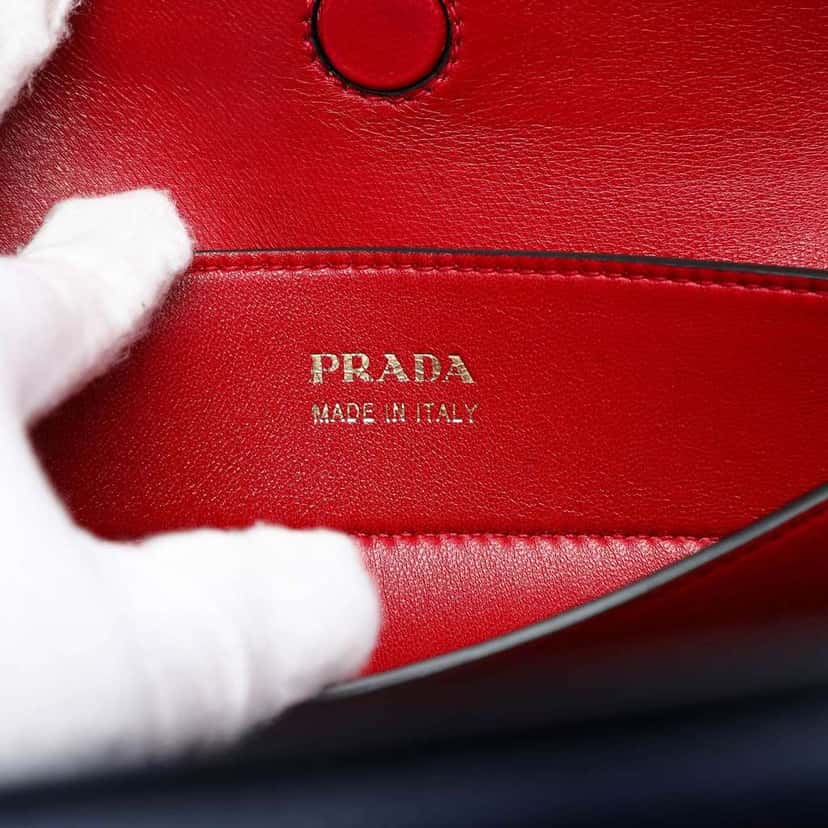 Prada Medium Saffiano Cuir Double Satchel Blue Leather Very good condition - Box View