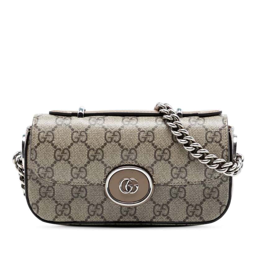 Gucci Mini GG Supreme Petite GG Crossbody Beige Canvas Very good condition - Front View