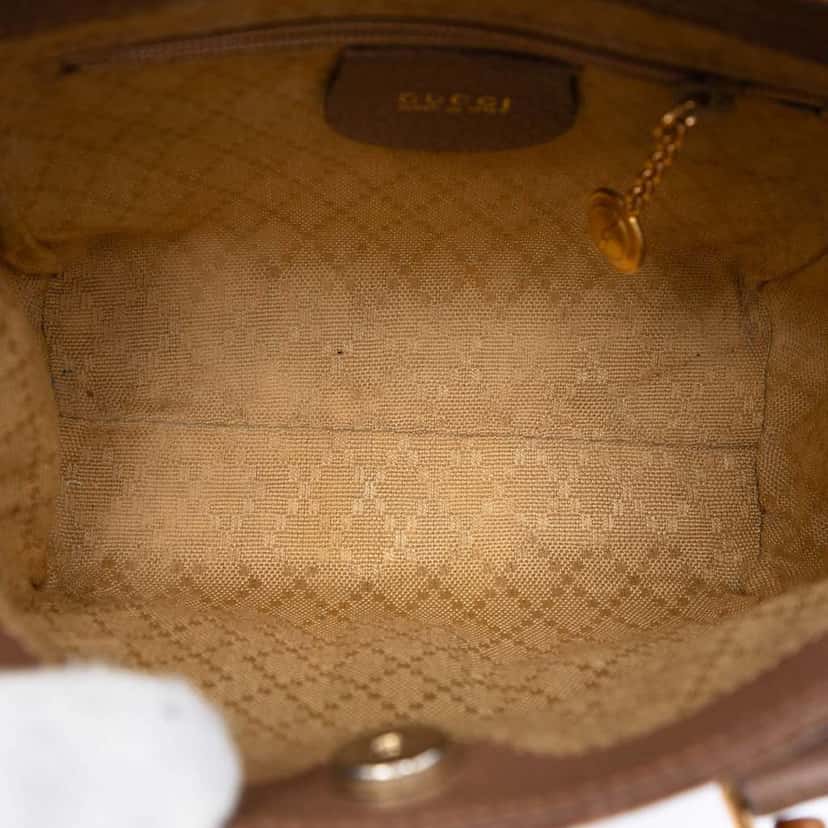 Gucci Mini Suede Bamboo Satchel Brown Leather Very good condition - Model View