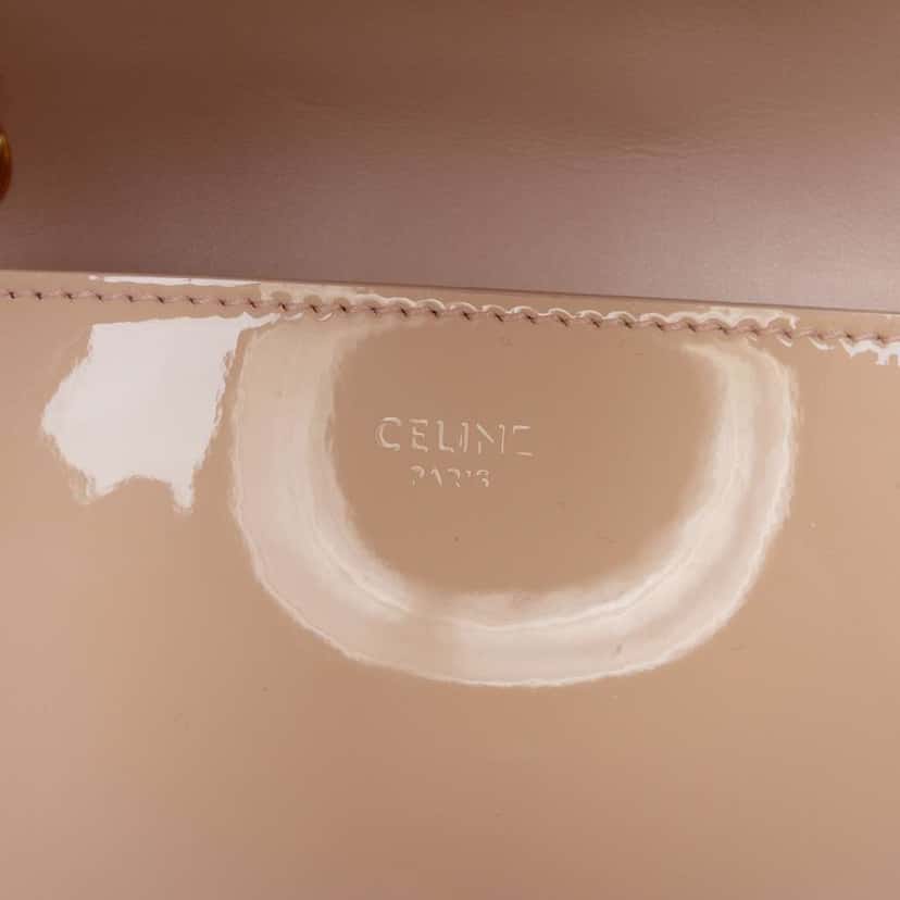 Celine Teen Patent Triomphe Victoire Chain Shoulder Bag Brown Leather Very good condition - Box View