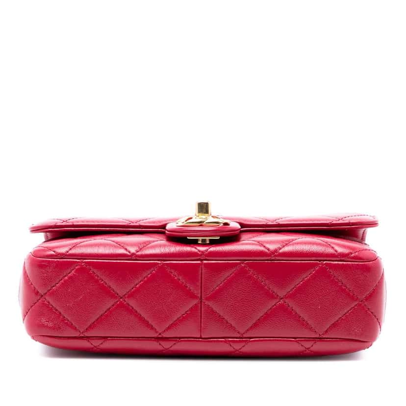 Chanel CC Quilted Lambskin Single Flap Pink Leather Very good condition - Inside View