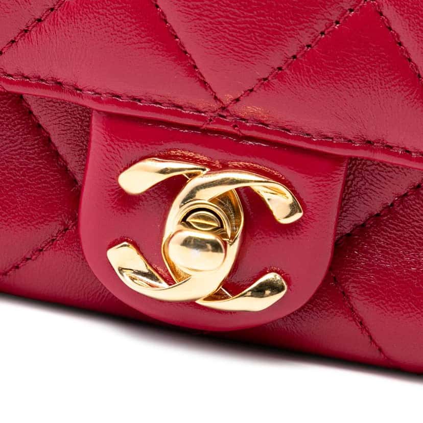 Chanel CC Quilted Lambskin Single Flap Pink Leather Very good condition - Box View