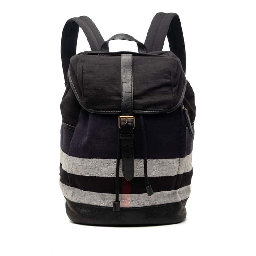 Burberry Mega Check Canvas Drifton Backpack Black Canvas Very good condition - Front View