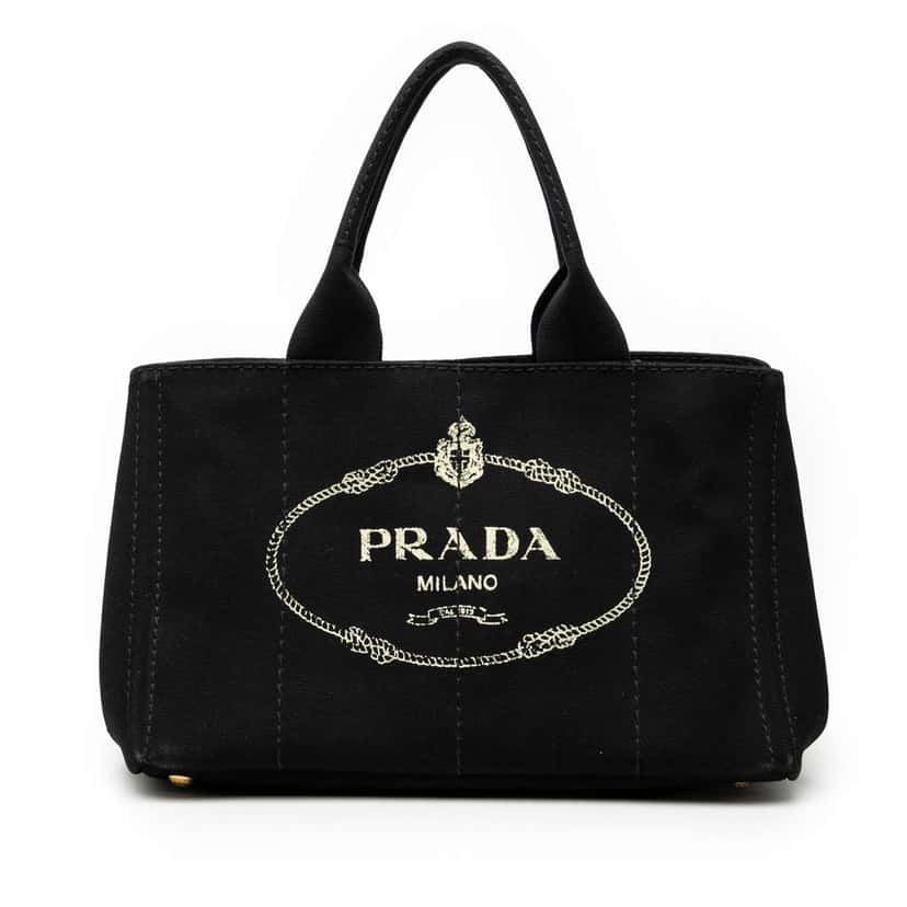 Prada Canvas Canapa Logo Satchel Black Canvas Very good condition - Front View