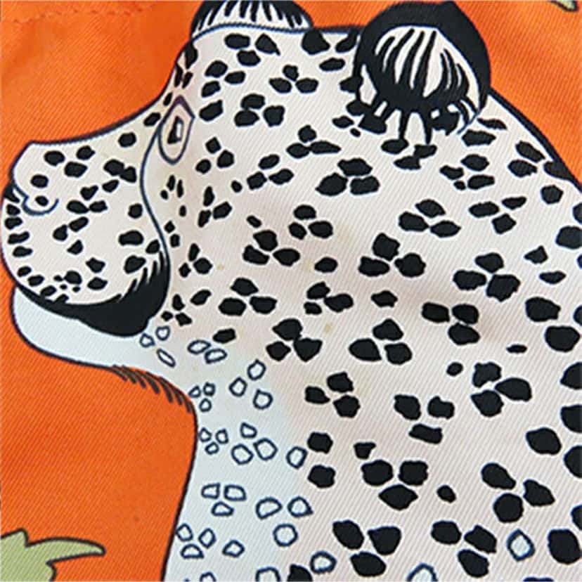 Hermès Les Leopards Silk and Epsom Sac Musardine Orange Silk Very good condition - Box View