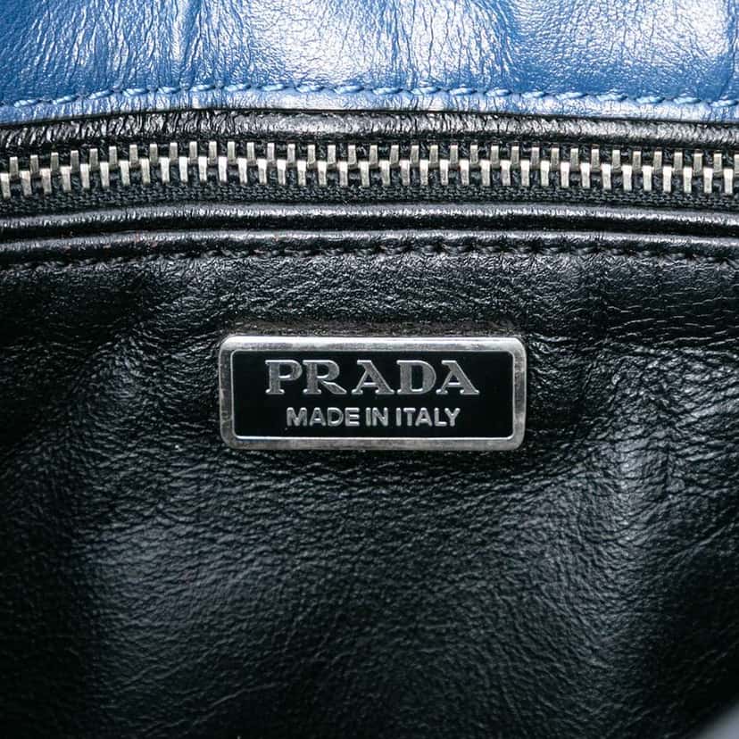 Prada Glace Calf Arcade Crossbody Blue Leather Very good condition - Box View