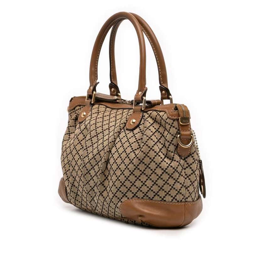 Gucci Diamante Canvas Sukey Satchel Beige Canvas Very good condition - Back View