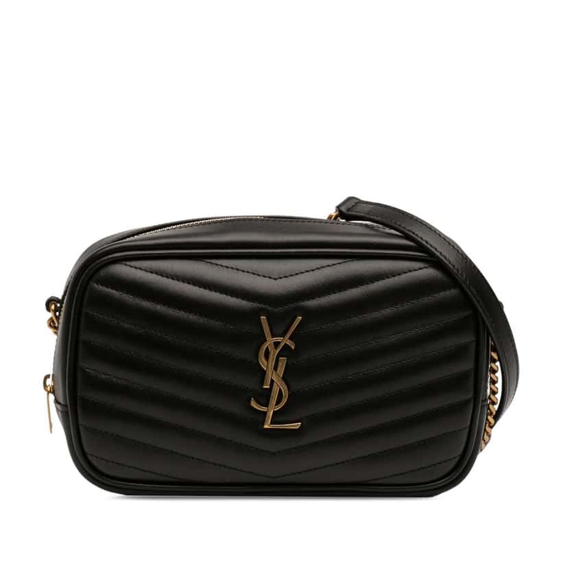 Saint Laurent Mini Matelasse Calfskin Monogram Lou Camera Bag Black Leather Very good condition - Front View