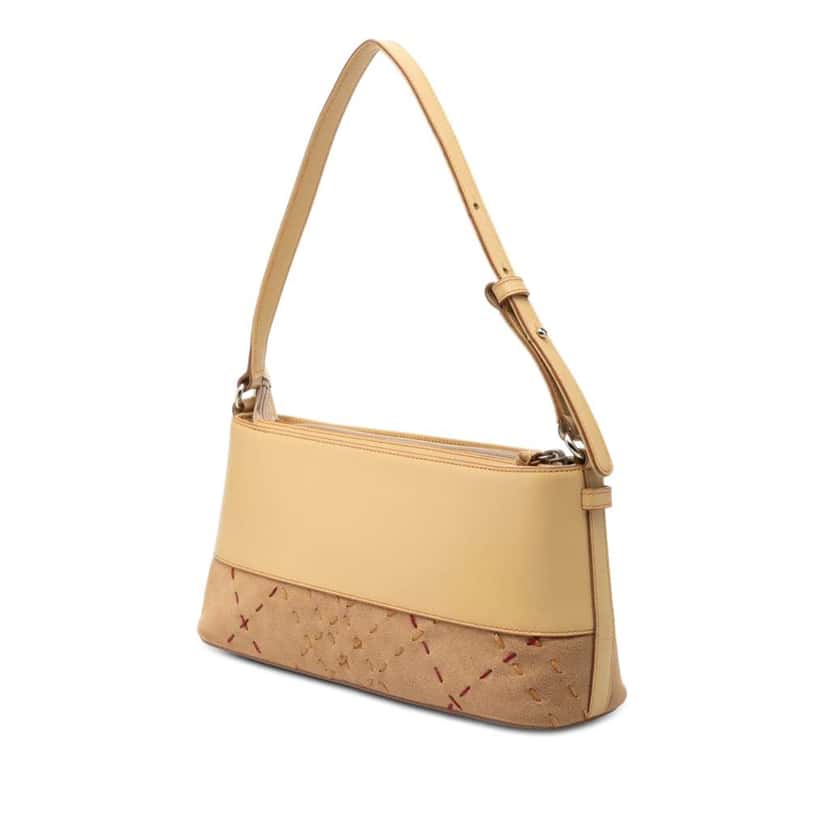 Burberry Calfskin and Suede Stitch Shoulder Bag Beige Leather Very good condition - Back View