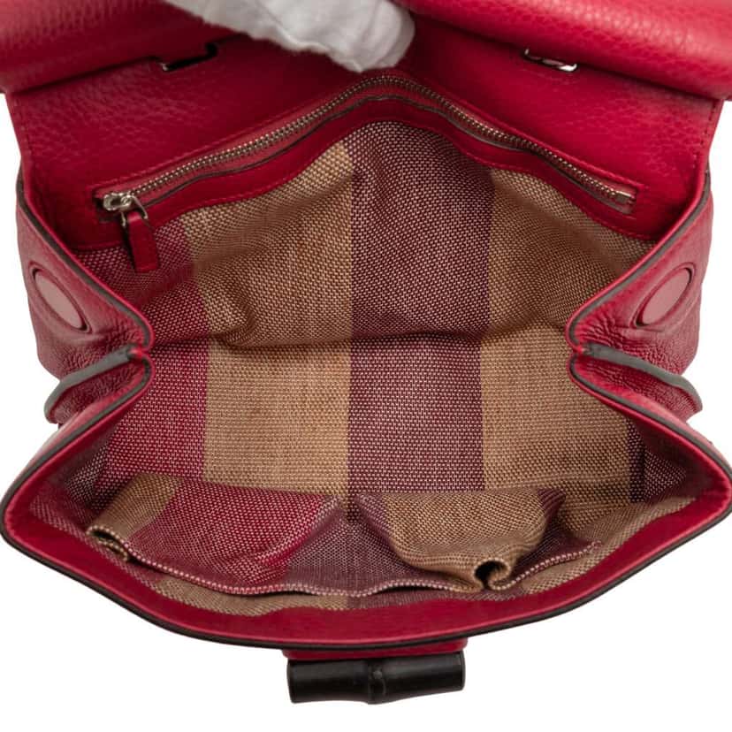 Gucci Medium Leather Bamboo Daily Satchel Red Leather Very good condition - Model View