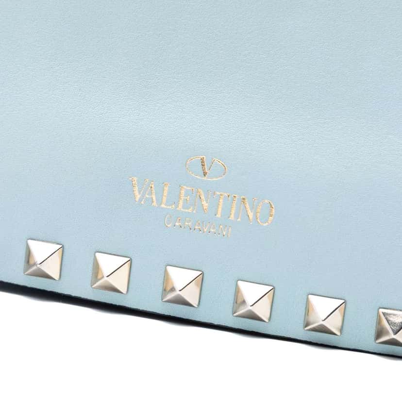 Valentino Mini Leather Rockstud Flap Crossbody Blue Leather Very good condition - Box View