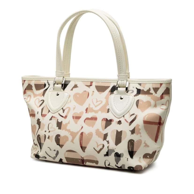 Burberry House Check Coated Canvas Hearts Gracie Tote Beige Very good condition - Back View