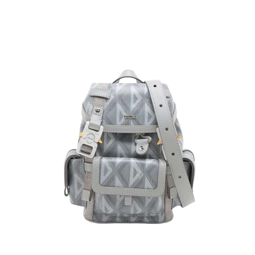 Dior Mini Coated Canvas CD Diamond Hit The Road Backpack Grey Canvas Very good condition - Front View