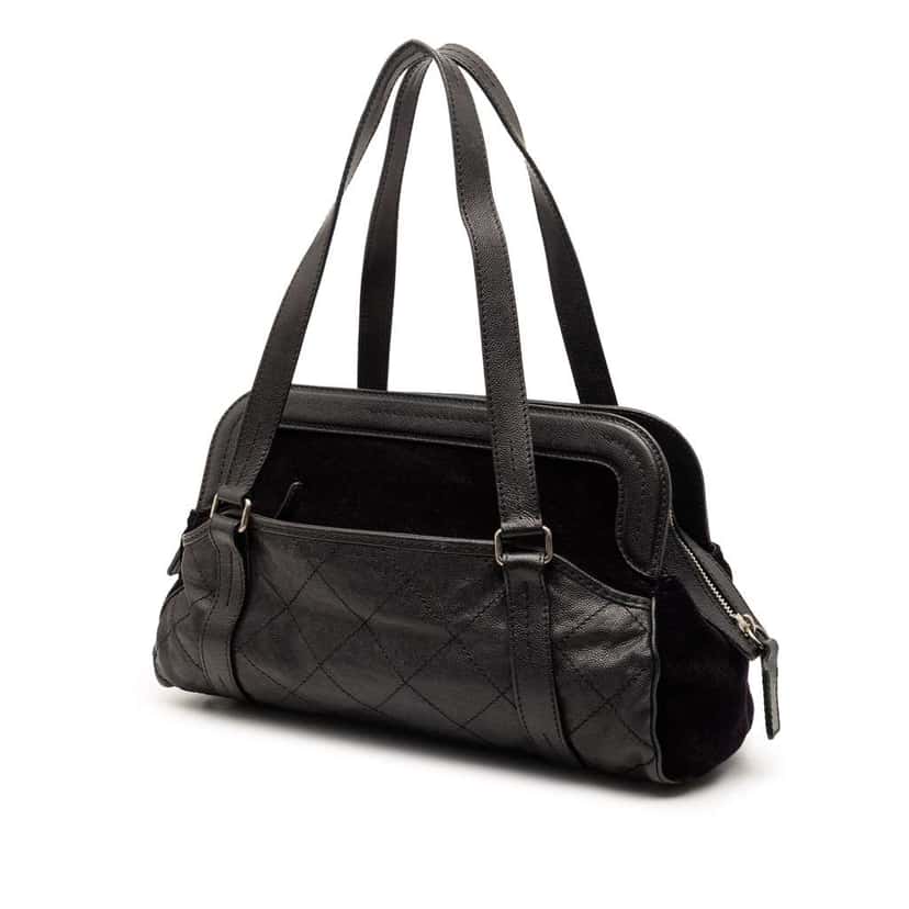 Chanel Large Caviar Reissue 2.55 Bowling Bag Black Leather Very good condition - Back View