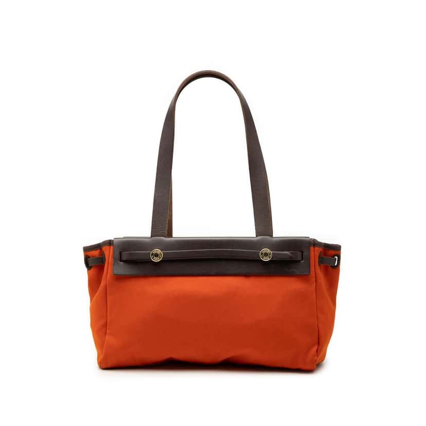 Hermès Toile Herbag Cabas PM Orange Canvas Very good condition - Front View