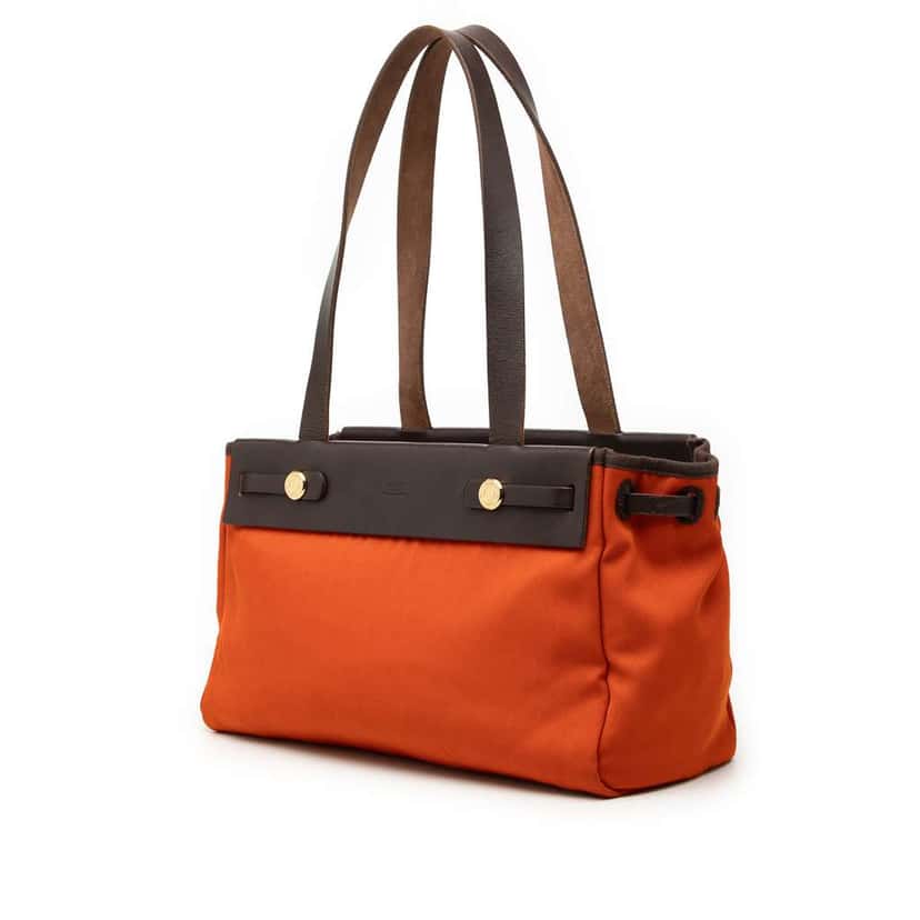 Hermès Toile Herbag Cabas PM Orange Canvas Very good condition - Back View