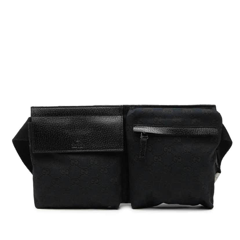 Gucci GG Canvas Double Pocket Belt Bag Blue Canvas Very good condition - Front View