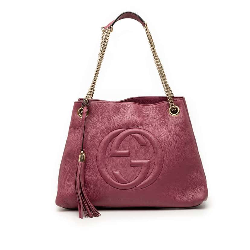 Gucci Medium Calfskin Soho Chain Tote Pink Leather Very good condition - Front View