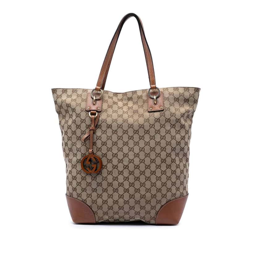 Gucci Large GG Canvas GG Charm Tote Beige Canvas Very good condition - Front View