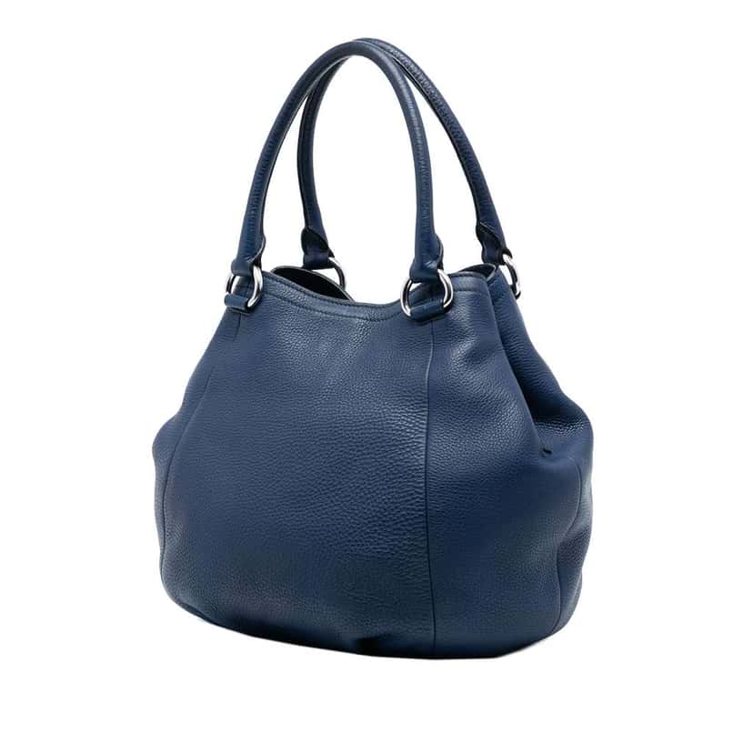 Prada Vitello Daino Open Convertible Tote Blue Leather Very good condition - Back View