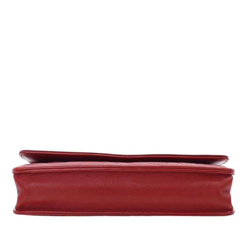 Chanel CC Embossed Lambskin Camellia Wallet On Chain Red Leather Very good condition - Box View