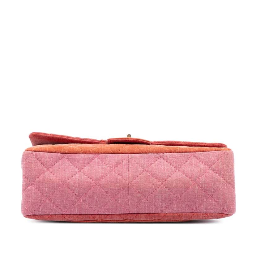 Chanel Tricolor Quilted Denim Reissue 2.55 Double Flap 227 Orange Denim Very good condition - Inside View