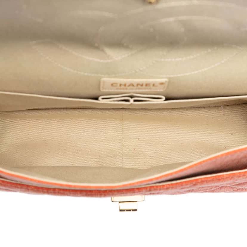 Chanel Tricolor Quilted Denim Reissue 2.55 Double Flap 227 Orange Denim Very good condition - Model View