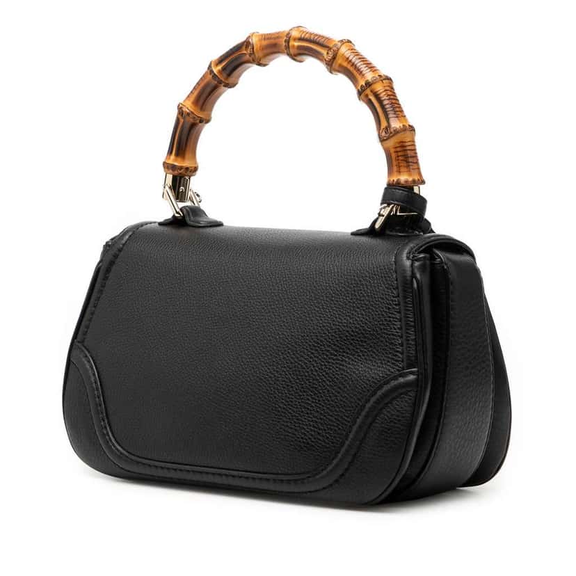 Gucci Medium Leather New Bamboo Satchel Black Leather Very good condition - Back View