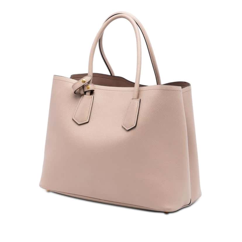 Prada Large Saffiano Cuir Double Satchel Pink Leather Very good condition - Back View