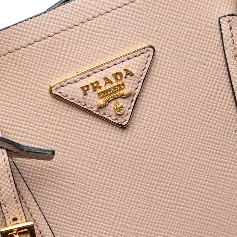 Prada Large Saffiano Cuir Double Satchel Pink Leather Very good condition - Box View