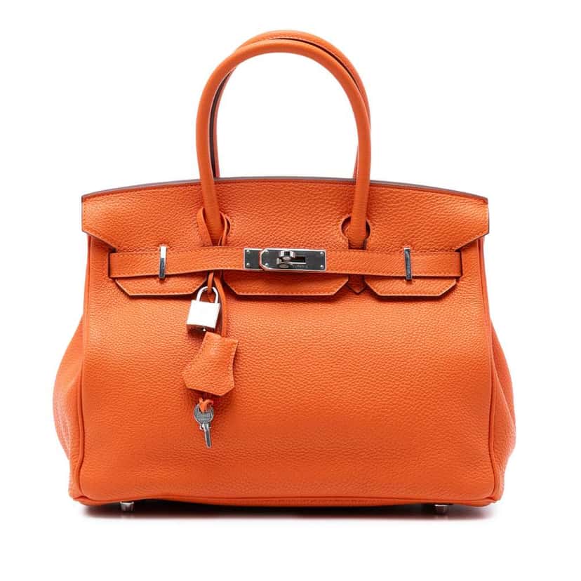 Hermès Clemence Birkin Retourne 30 Orange Leather Very good condition - Front View