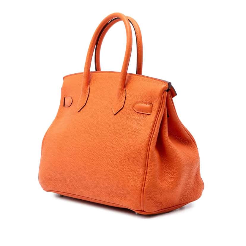 Hermès Clemence Birkin Retourne 30 Orange Leather Very good condition - Back View