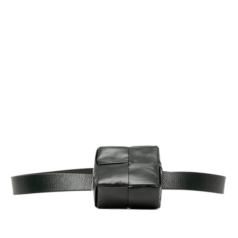 Bottega Veneta Paper Calfskin Intrecciato Cassette Belt Bag Green Leather Very good condition - Inside View