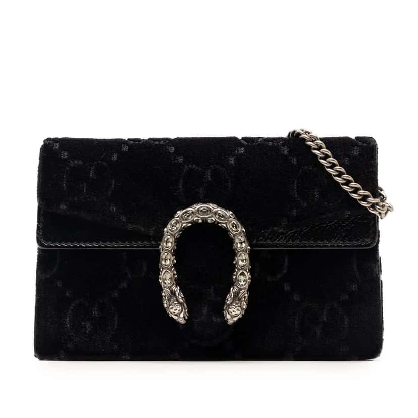 Gucci Mini GG Velvet Dionysus Crossbody Black Velvet Very good condition - Front View