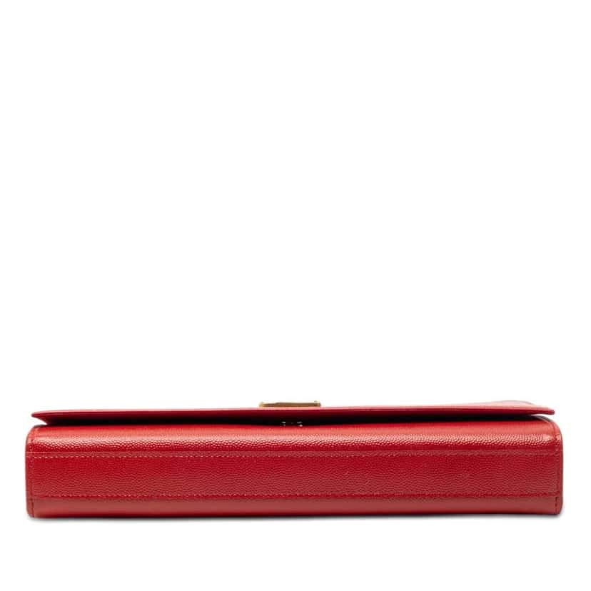 Saint Laurent Grain de Poudre Monogram Cassandre Clutch Red Leather Very good condition - Inside View